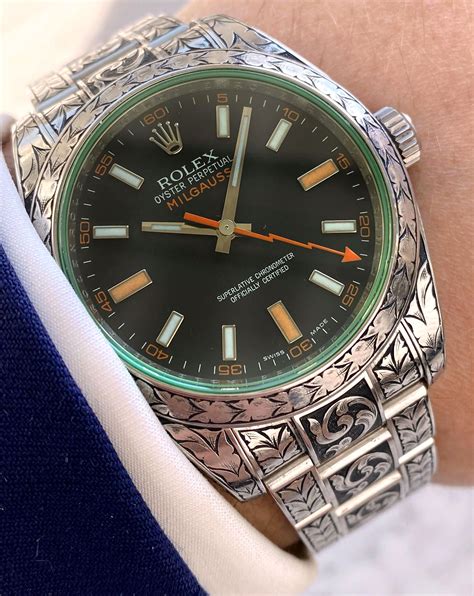 rolex milgauss engraved|rolex milgauss price used.